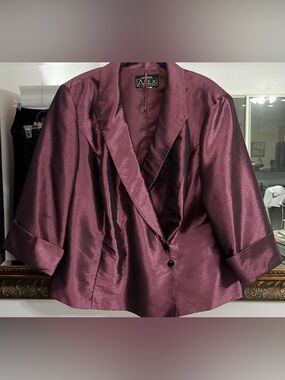 Burgundy Satin Blazer Jacket Alex Evenings